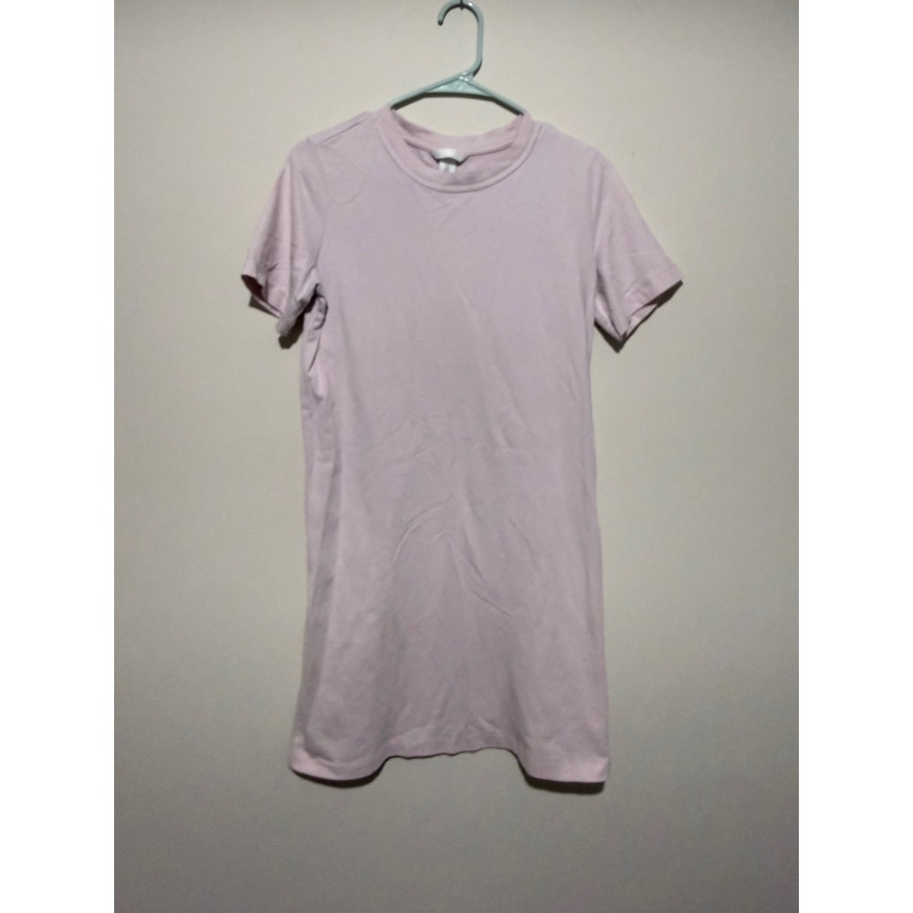 H&M Women Light Pink Cotton Short Sleeve Crew Neck T-Shirt Mini Dress Size S